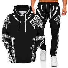 

Men's Sportswear Long-sleeved Men's Suit Men's Sportswear Autumn and Winter 3D Retro Printing Printing Men's Hoodie Suit