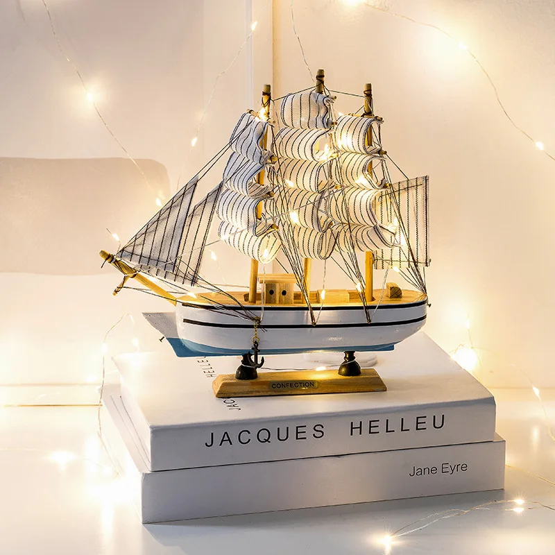 

Wooden Home Decor Handmade Sailing European Boat Sailboat Miniatures Ship Model Toy Kids birthday present Gift