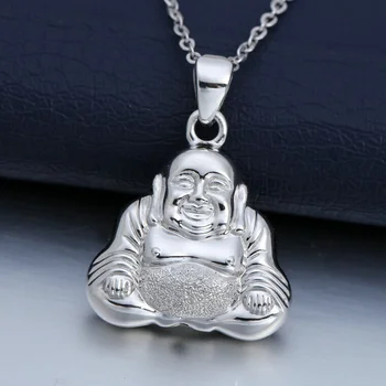 

Good Luck Platinum White Solid Genuine Gold Buddha Pendant for Women Female Girl PT950 Maitreya Charm Necklace Gift Fine Jewelry