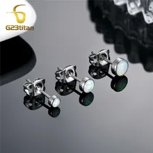 Pendientes de piedra de ópalo 3, 4 y 5mm, joyería de titanio sin alergia, 20G, Piercing lóbulo múltiple, accesorio para hombres, mujeres, niñas y niños - AliExpress Joyería y accesorios