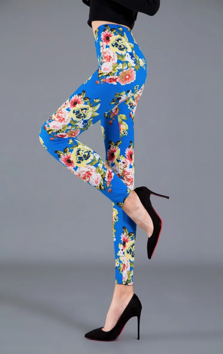 Women Floral Printed Exercise Colorful Peony flower Female Elastic Leggins High Waist Pants Push Up Trousers Fitness Leggings nvgtn leggings