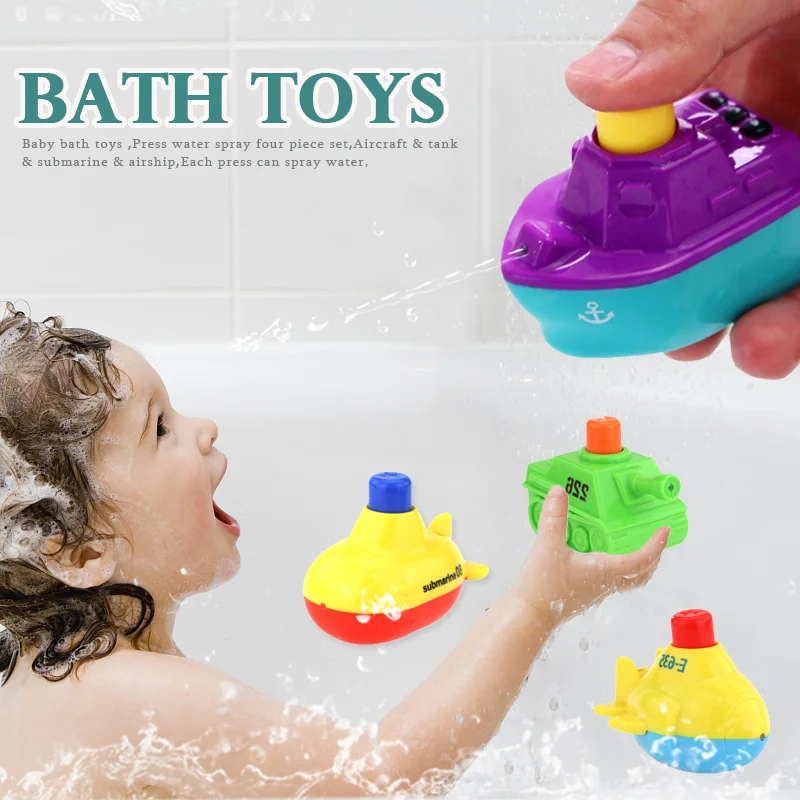 Guai Ke Ai Baby Bath Toys Lovely Plastic Small Boat Plane Submarine Shape Water Spray for Shower Swimming Kids Gift | Игрушки и хобби