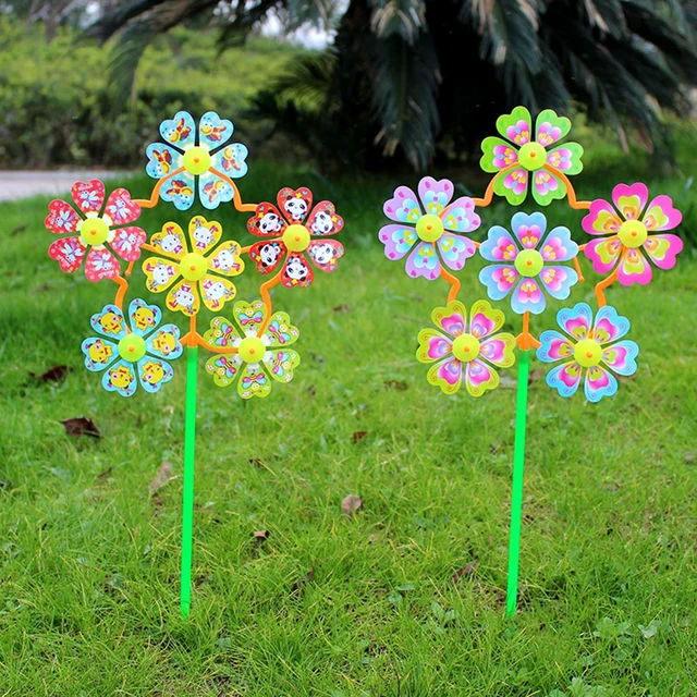 2Pcs Flower Windmill Wind Spinner Pinwheels Home Garden Yard Decor Kids Toys Outdoor Decor Kids Toys Wonderful decoration garden 2