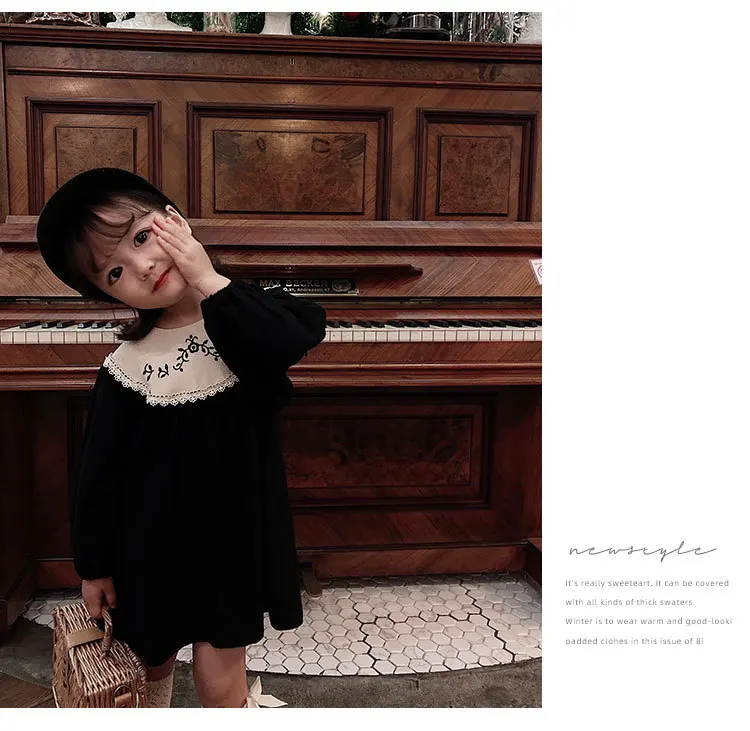 Girls Dress Autumn Children Dresses Palace Style Baby Kids Todder Lace Embroidered Princess Party Dress Girls Dress