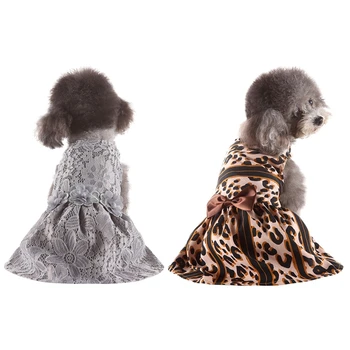 

Leopard Print Sexy Dog Harness Dress Pet Spring & Summer Clothes Vest Shirts Lace Dress Cute Pet Dog Dress