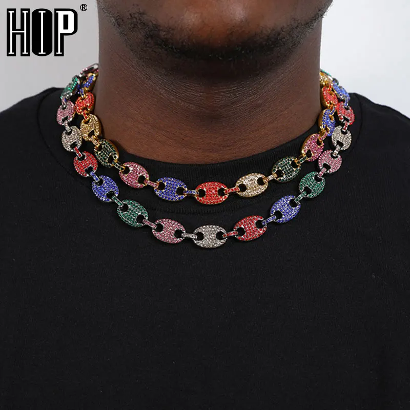 Ожерелье из сплава со льдом CZ многоцветные Стразы в виде кофейных зерен свиньи