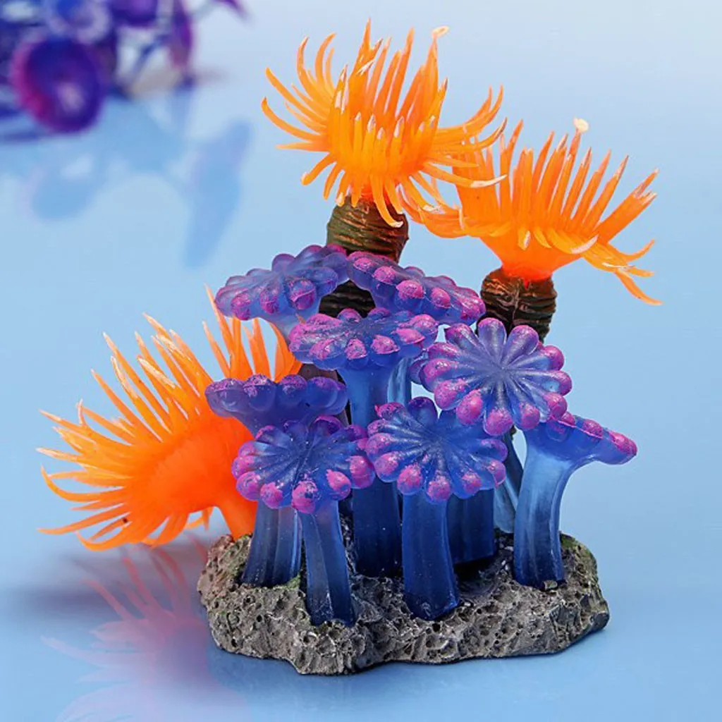 Смола Силиконовые рыбы танк великолепный и реалистичный аквариум искусственное растение животное орнамент аквариум#4