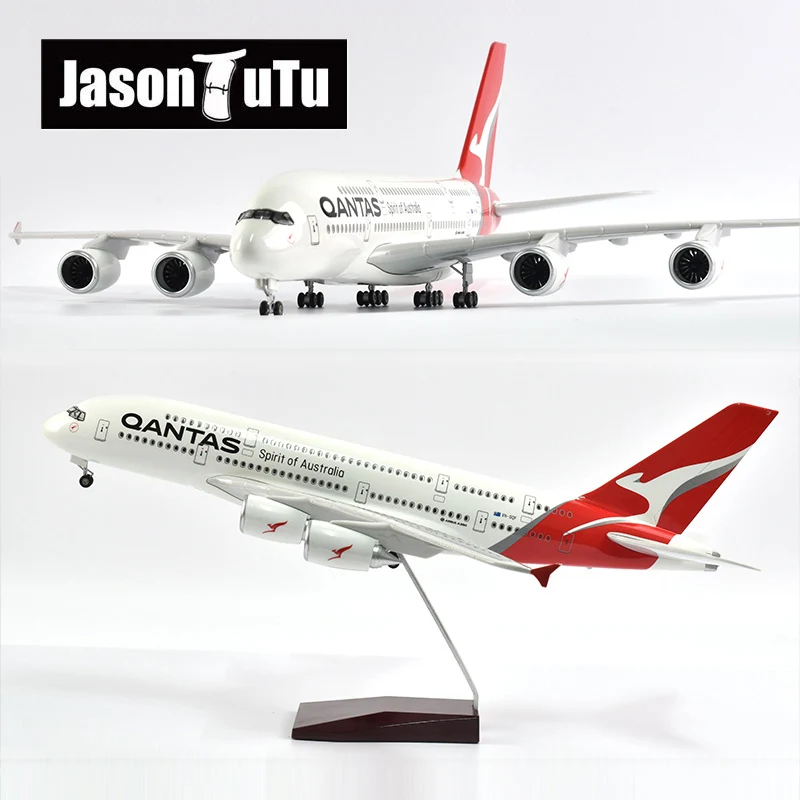 

JASON TUTU 43-47cm Qantas Airbus A380 Aircraft Airplane Model Australia 1/160 Scale Diecast Resin Light and Wheel Plane Gift