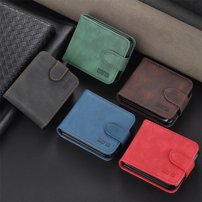 For Samsung Galaxy Z Flip3 ZFlip3 ZFlip 3 Z Flip 3 5G Case Stand Wallet Capa Leather Folding Shockproof Protective Phone Cover samsung silicone case