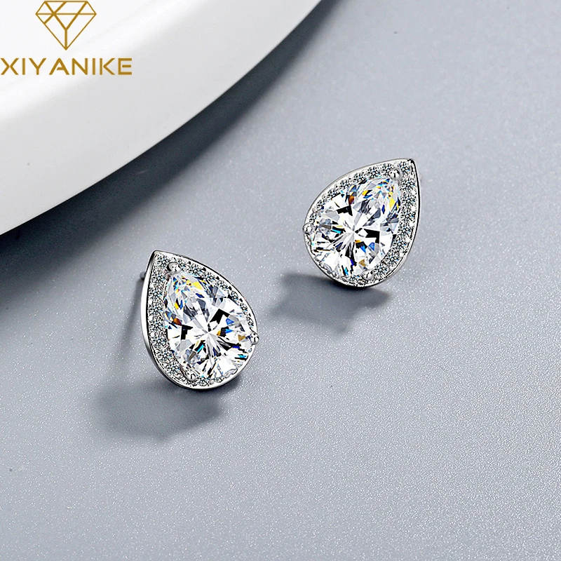 XIYANIKE 925 пробы серебряные креативные капли воды серьги-гвоздики для женщин пара корейские модные Простые Вечерние ювелирные изделия