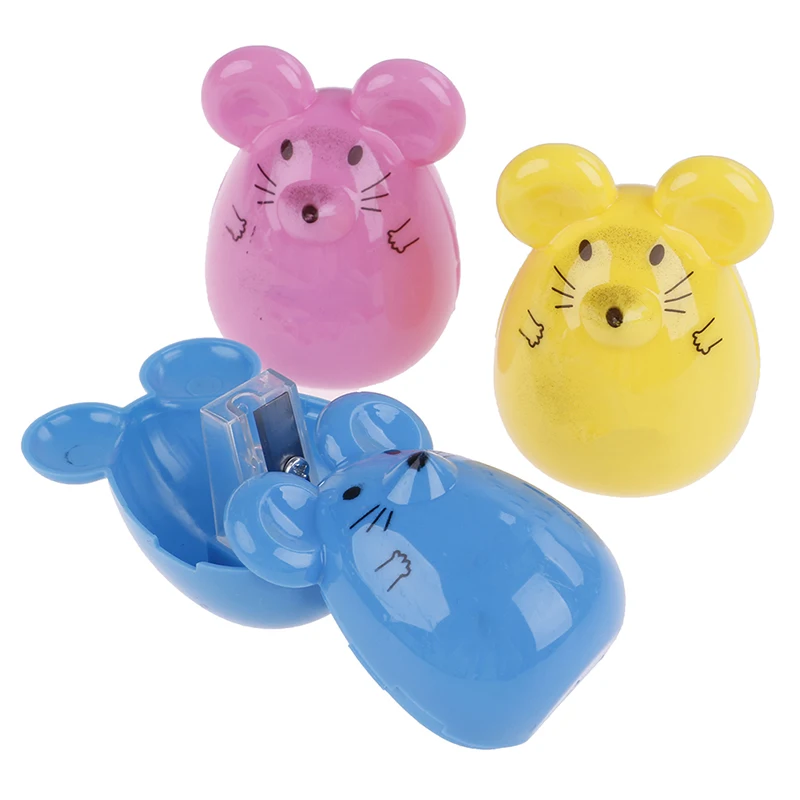 

2pcs Plastic Creative Mouse Manual Pencil Sharpener Stationery Gifts For Kids School Supplies