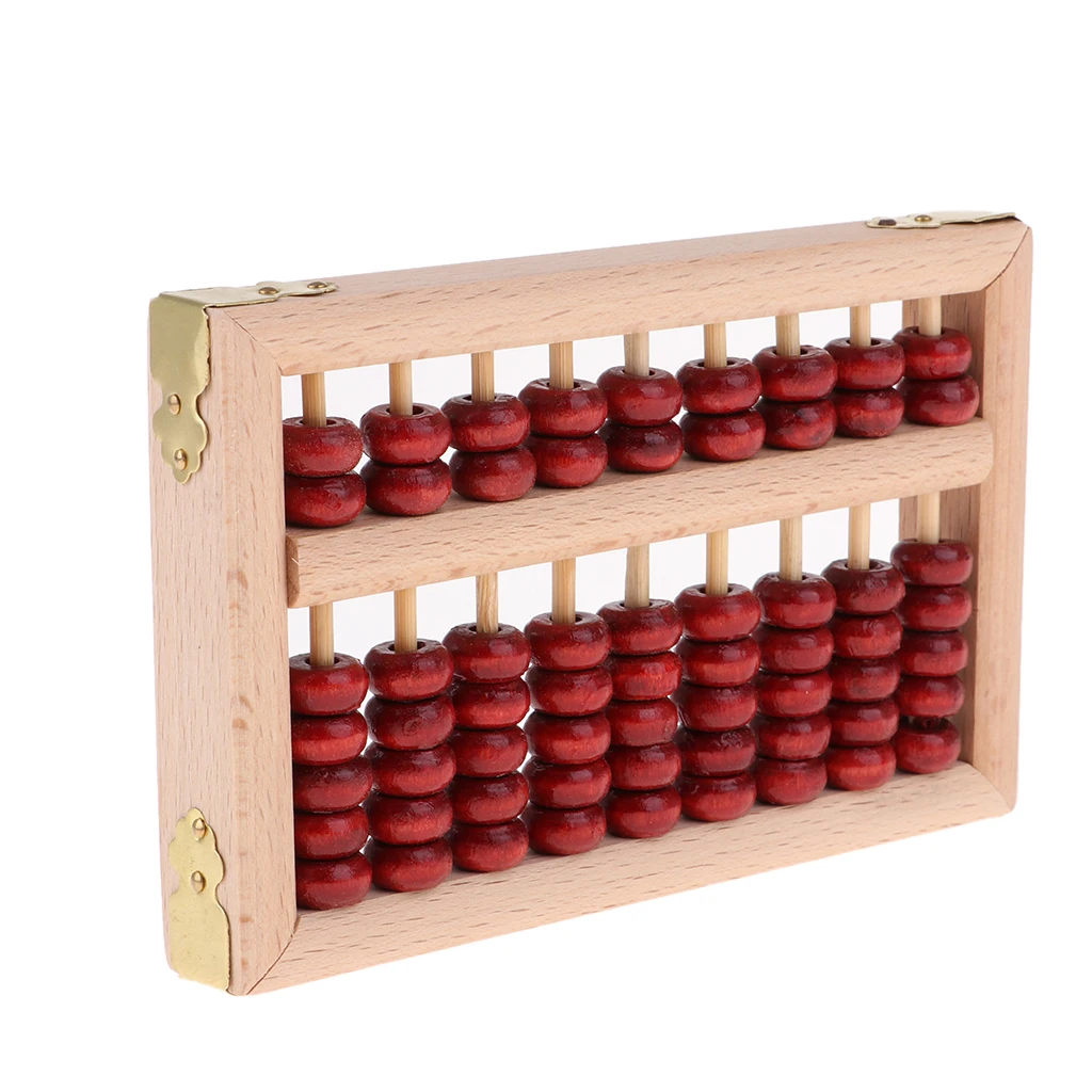 Vintage Style Wooden Abacus - Professional 9 Rows Chinese Wood Column Calculator with Reset Button Craftsmanship for Kids