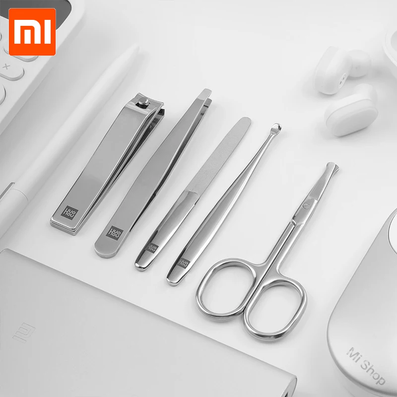 Xiaomi Huohou Нержавеющая сталь кусачки для ногтей 5 шт. триммер для волос в носу портативный дорожный гигиенический набор из нержавеющей стали резак для ногтей набор инструментов