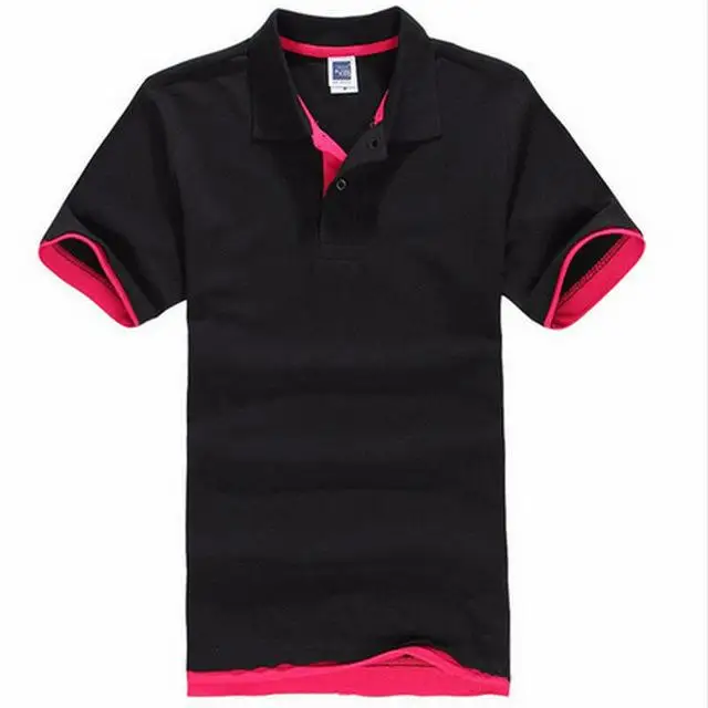 De talla grande XS-3XL nueva camisa de Polo de los hombres de algodn de manga corta Camiseta marcas camisetas Mens camisa Polo - Цвет: Black  red
