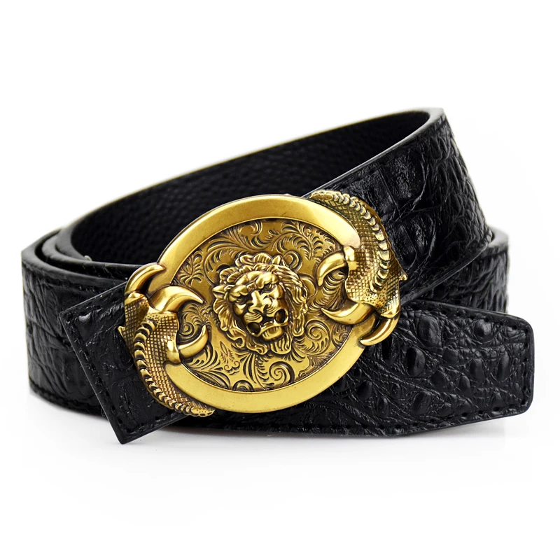 men belt Luxury designer Crocodile pattern belts high quality fashion ceinture Jeans black waistband men punk belt free shipping