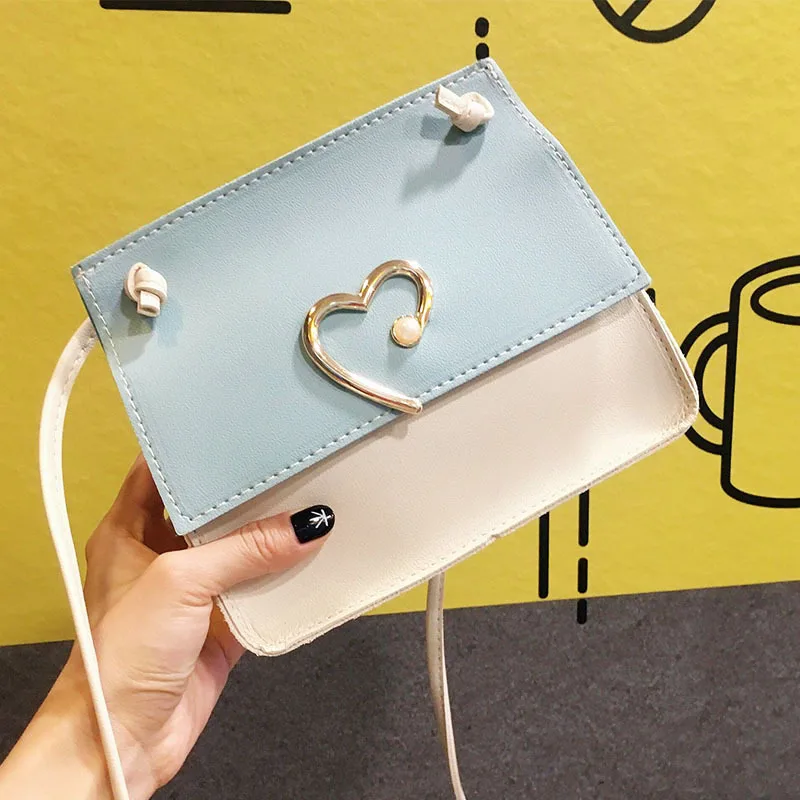 

2019 New Style Korean-style Versatile Contrast Color Heart-Shape Square Sling Bag WOMEN'S Shoulder Bag Cross-body Mobile Phone B
