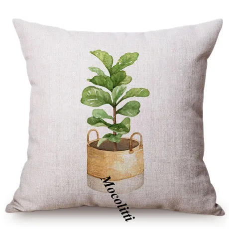Green Plant Nordic Concise Small fresh Home Decorative Cushion Cover Cactus Aloe Potted Plant Office Sofa Throw Pillow Cover 18 M121-5