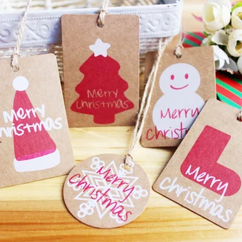 

50PCS Kraft Paper Tags DIY Handmade/Thank You Multi Style Crafts Hang Tag With Rope Labels Gift Wrapping Supplies Wedding Favors