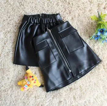 

2019 new wholesale girls pu leather skirt auutmn winter fashion girls skirt 4-9t C379