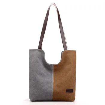 

Handbag female 2020 new wave wild large capacity retro literary stitching tote bag canvas bag shoulder bag shoulder bag Canvas