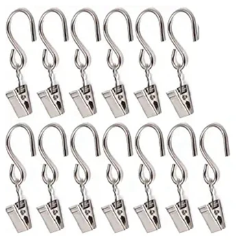 

60PCS Curtain Clips with Hooks for Hanging Clamp Hangers Gutter Hooks for Party String Light Outdoor Wire Holders