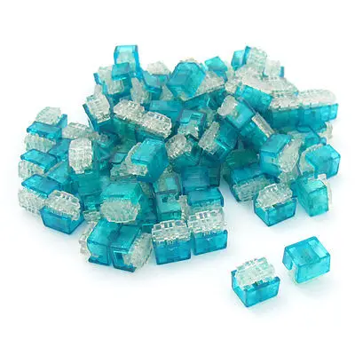 

100 Pcs Two Wire Inline Joints UB Connectors Crimp Terminal Blue Clear