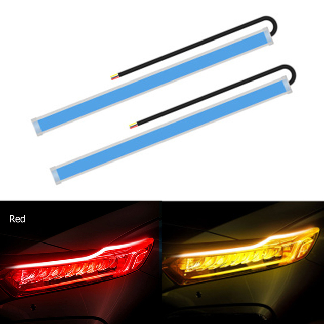 Start-Scan LED Car DRL Daytime Running Lights Auto Flowing Turn Signal Guide Thin Strip Lamp Styling Auto Accessories