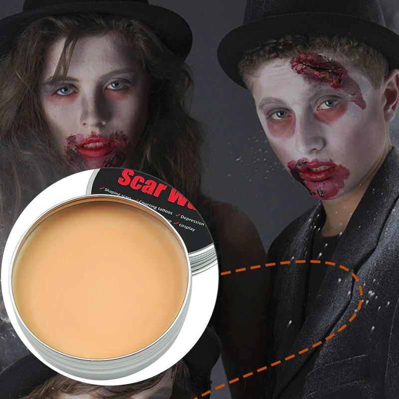 Scar Wax Kit Fake Molding Wound Skin Wax Special Effects Body Paint Halloween Set Fake Nose Stage SFX Makeup with Spatula 3