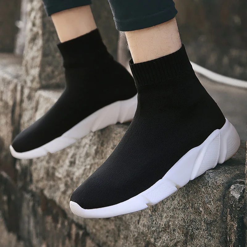 Knit Socks Sneakers Men's High Top Breathable Running Shoes Light Women Casual Chunky Sneaker Basketball Unsex Flat Sport Shoes