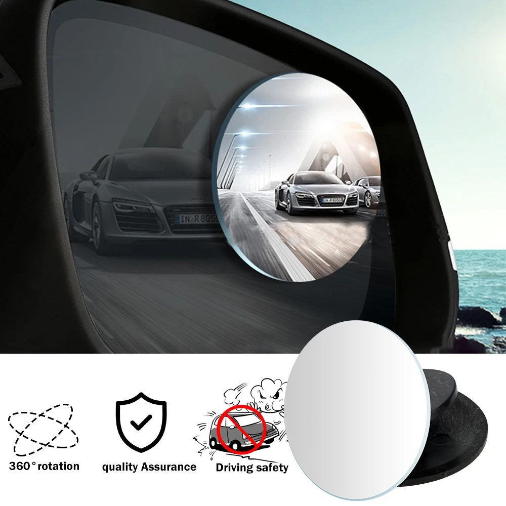 

Car Rear View Mirror Auxiliary Convex Lens for Blindspot Assist Blind Spot 360° Adjustable Track Trailer Automotive Accessories
