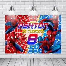 Red Avengers Spiderman Superhero Backdrop Baby Girl Boy Birthday Party Custom Background for Photo Shoot Vinyl Fabric Poster