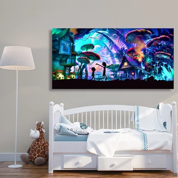 

Cartoon Modular Canvas Wall Art Pictures 1 Pieces Rick And Morty Painting Living Room Print Animation Poster Home Decor No Frame