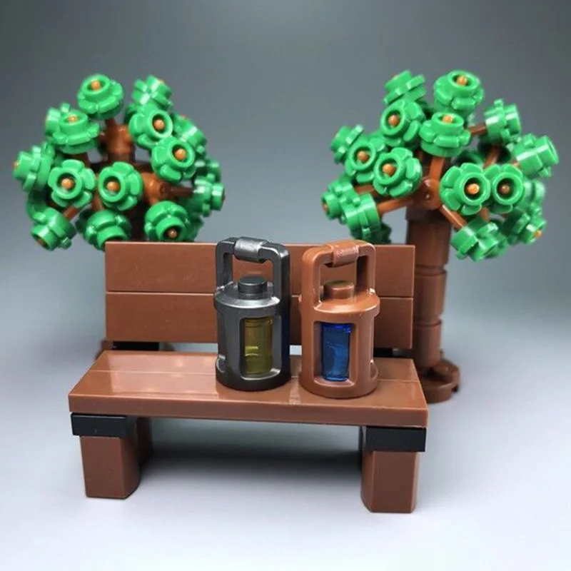 10Pcsset Portable Lamp Searchlight Lantern Lights Building Blocks MOC Figures Accessories Bricks DIY Kids Educational Toys (4)