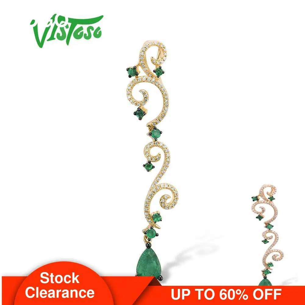 Женская Золотая подвеска с изумрудом VISTOSO изящная Роскошная Свадебная бижутерия