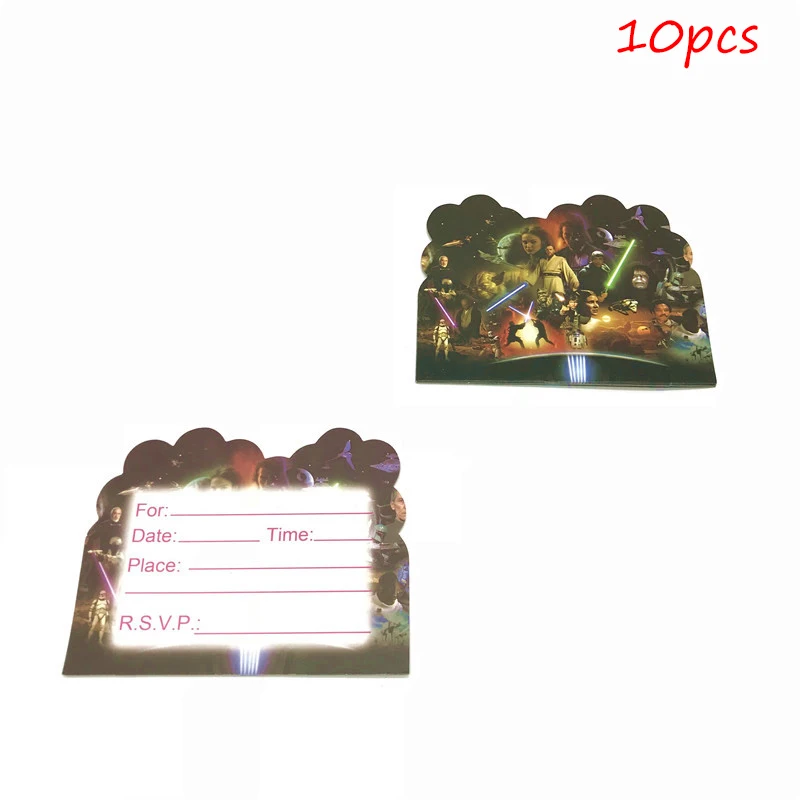 card-10pcs "Звездные войны", тематическая вечеринка на день рождения украшения наборы; детский душ Бумага баннер Салфетка скатерть "Звездные войны", набор одноразовой посуды - Цвет: card-10pcs
