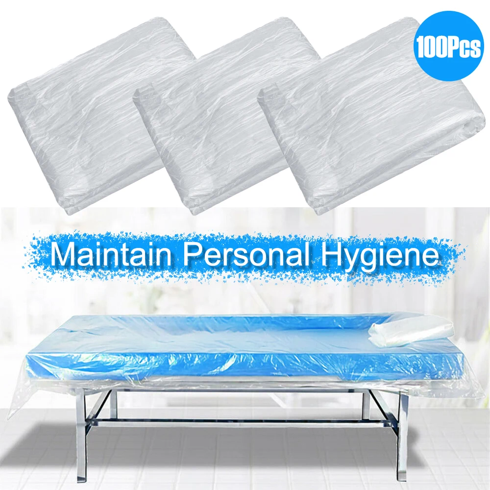 Compra Cubrecamas desechable para SPA, cubierta de sofá de masaje, hojas de mesa de tratamiento, película impermeable de plástico transparente para cama de belleza, 100 Uds. w5K7blxwZ