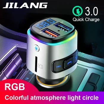 

JILANG support Siri FM Transmitter Audio Car Bluetooth Handsfree Car Kit Audio MP3 Player with QC3.0 Quick Dual USB Car Charger