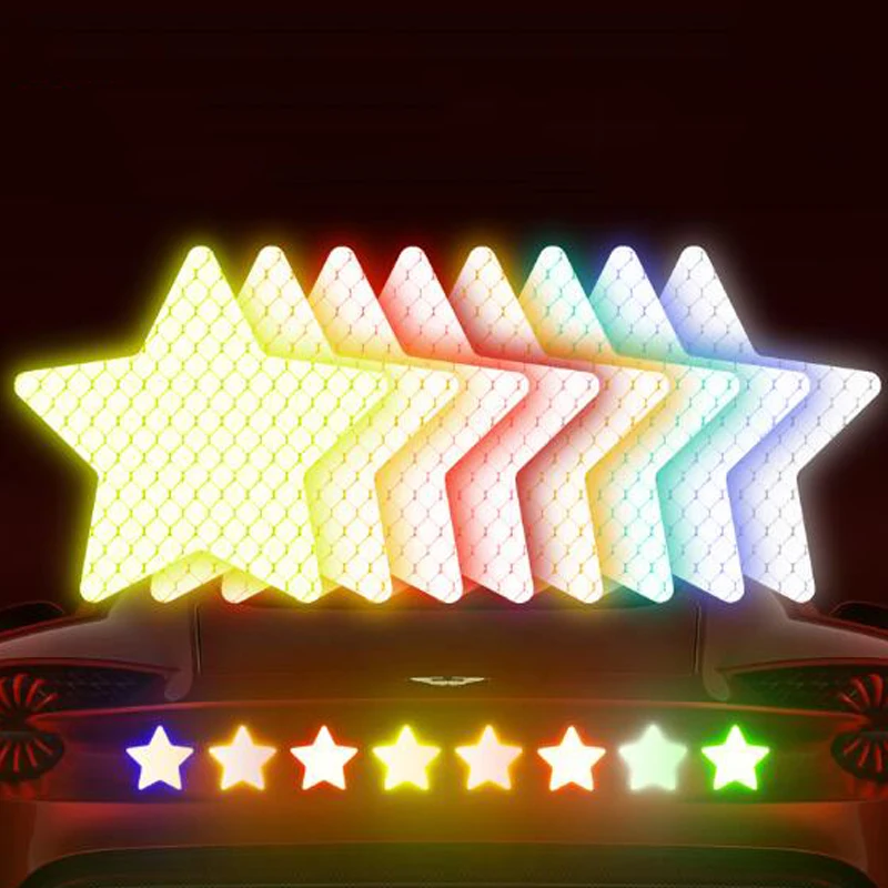 8 шт./компл. четырехконечная наклейки-звезды отражательные наклейки для автомобилей Аксессуары творческий дом безопасности Предупреждение светоотражающих лент Сделано с 3M