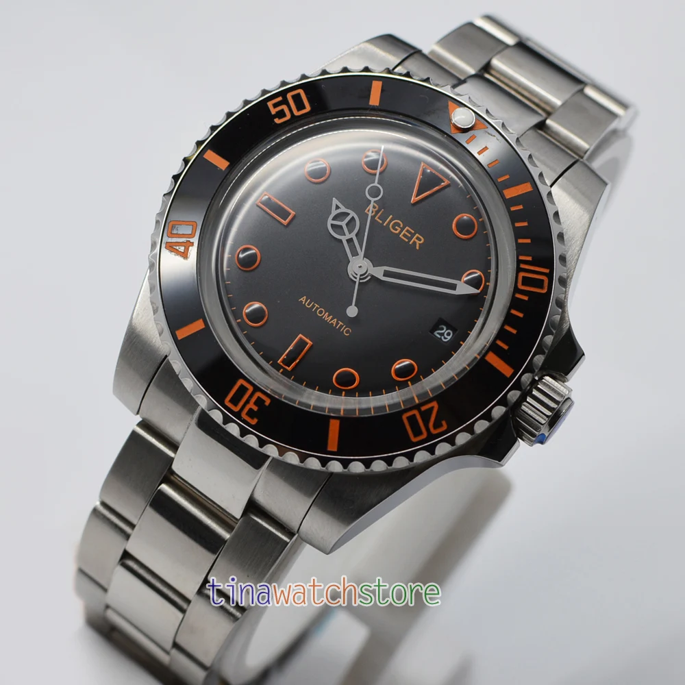 Мужские автоматические механические часы Bliger 40 мм с сапфировым стеклом