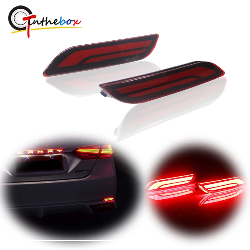 

2PCS Smoked /Red Lens Full LED Rear Fog Lamps Bumper Reflector Tail & Brake Stop & Turn Signal Lights For 2018-up Toyota Camry