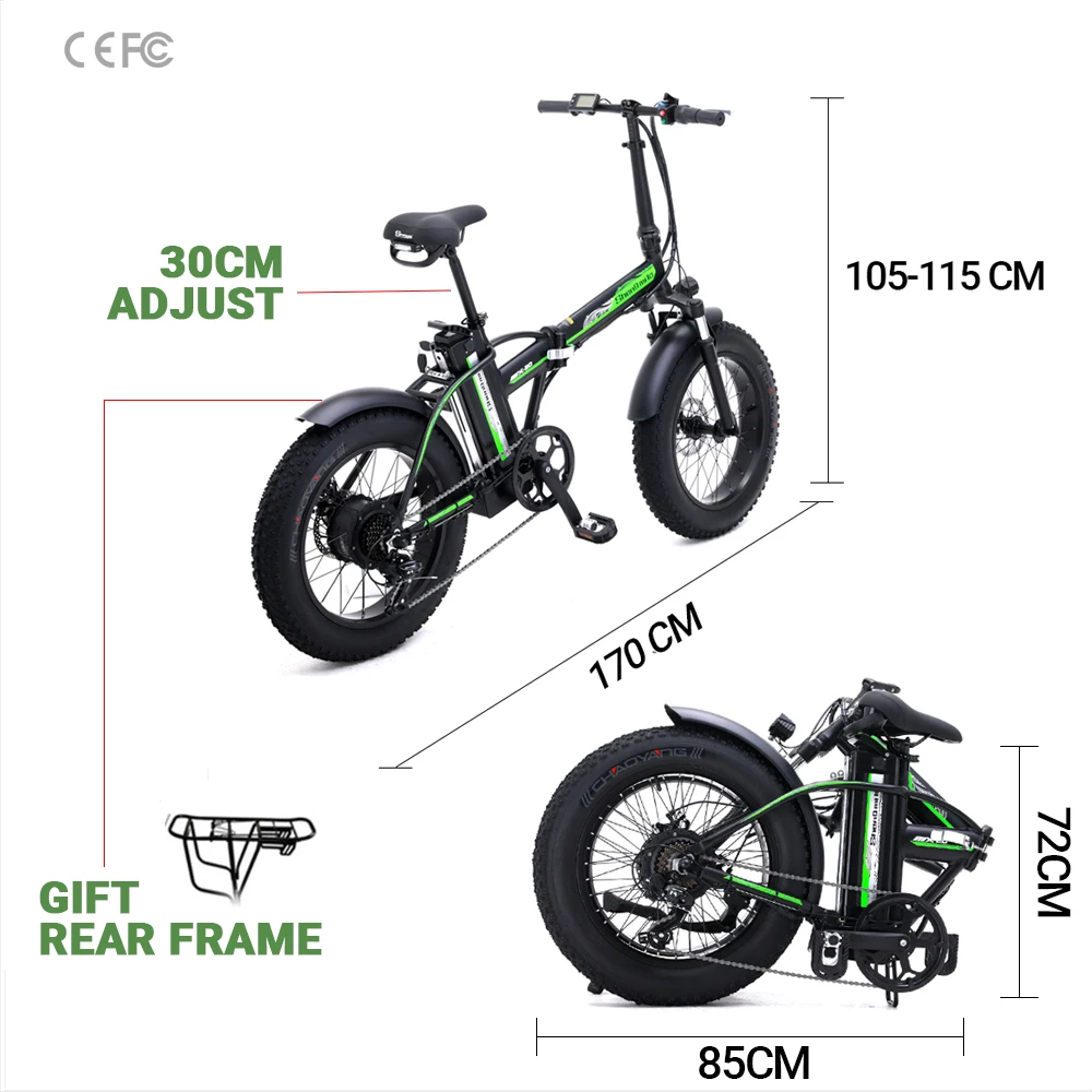 Электрический велосипед 20 дюймов Электрический Снежный велосипед e-bike 500 Вт высокоскоростной мотор e велосипед складной портативный Электрический велосипед