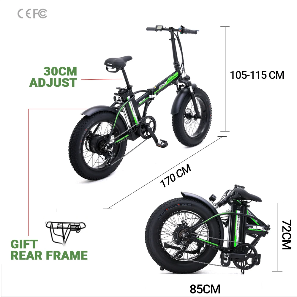 Sale Electric bicycle 20 inch electric snow bicycle e-bike 500W high speed motor e bike foldable portable electric bicycle 2