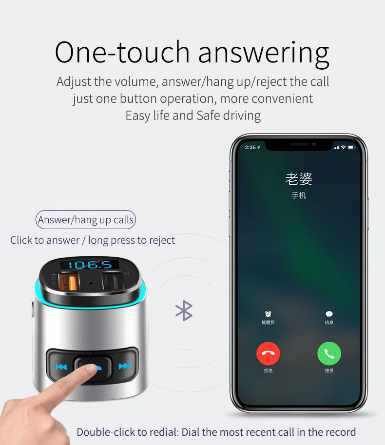 QC3.0 автомобильное зарядное устройство Bluetooth fm-передатчик Громкая связь светодиодный автомобильный аудио mp3-плеер быстрое двойное автомобильное usb-устройство для зарядки телефона с TF