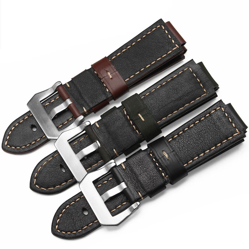 Qualidade Pulseira de Couro Genuíno para Homens Timex T49859 T2n720 T2p141 T2n722 723 738 739 Cinta com Pulseira de Aço Inoxidável - Image 5