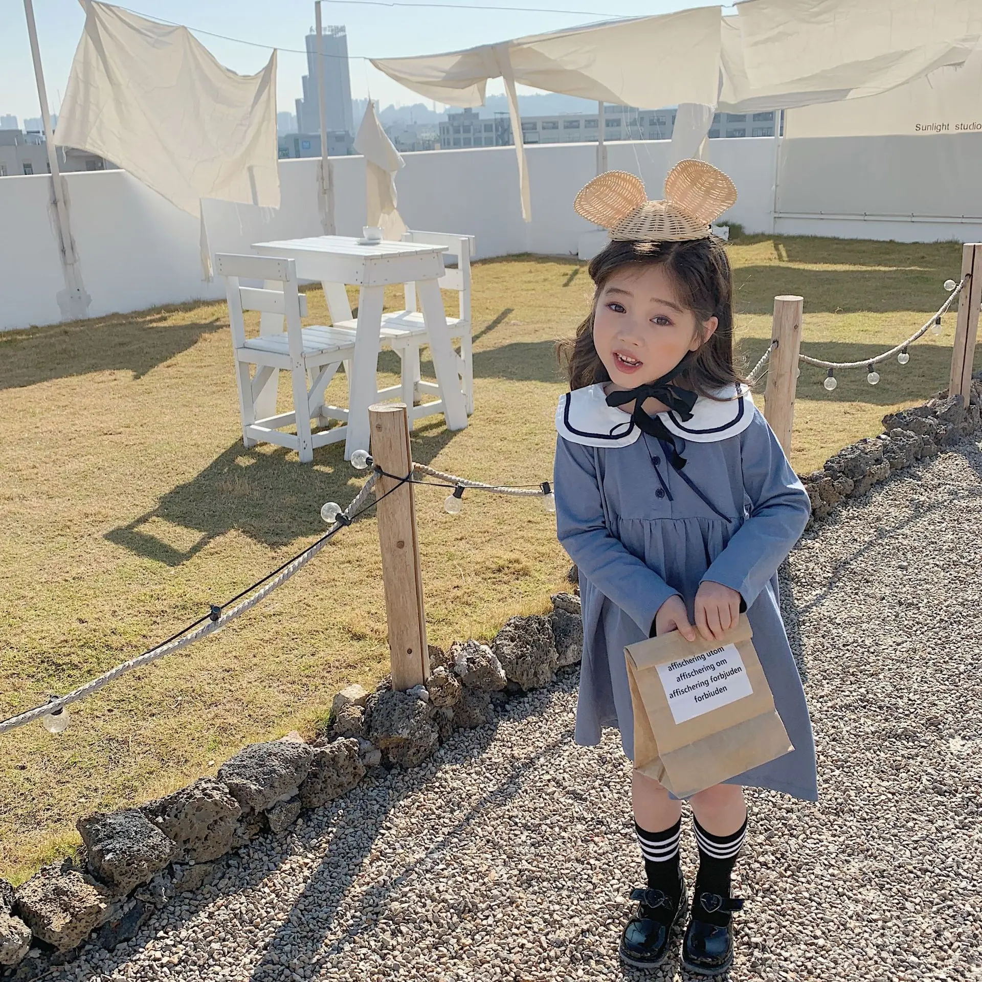 Платье с бантом в Корейском стиле для девочек модные весенние платья для маленьких девочек детская одежда От 2 до 7 лет