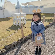 Платье с бантом в Корейском стиле для девочек модные весенние платья для маленьких девочек детская одежда От 2 до 7 лет