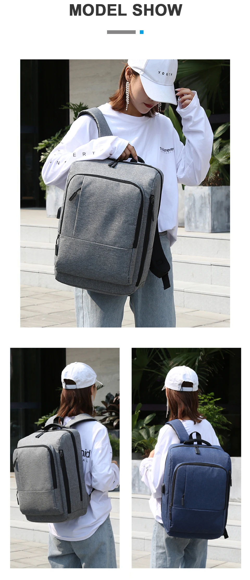 Business Backpack Smart Bagpack Laptop 15.6 Inch Men Travel Women Back Pack USB Charging Waterproof Notebook Male Female Bags (8)