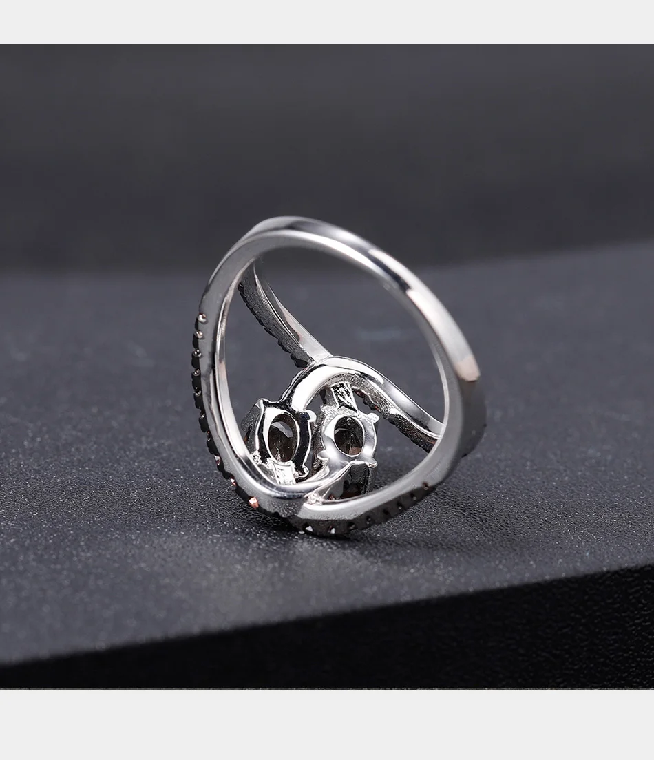 GEM'S BALLET, 0.88Ct, натуральный дымчатый кварц, драгоценный камень, кольцо на палец, 925 пробы, серебро, разделенная полоса, вихревые кольца для женщин, хорошее ювелирное изделие
