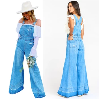 

Women Denim Jumpsuit Ladies Denim Overalls Summer All-Match Casual Overalls Fashion Solid Color Denim Shorts Boot Cut Shorts D30