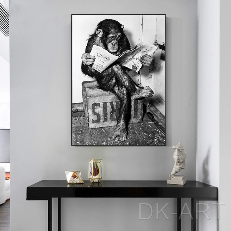 Quadros da lona na parede da família dos macacos engraçados orangotango  cartazes e impressões animais modernos quadros da arte da parede crianças  decoração do quarto - AliExpress